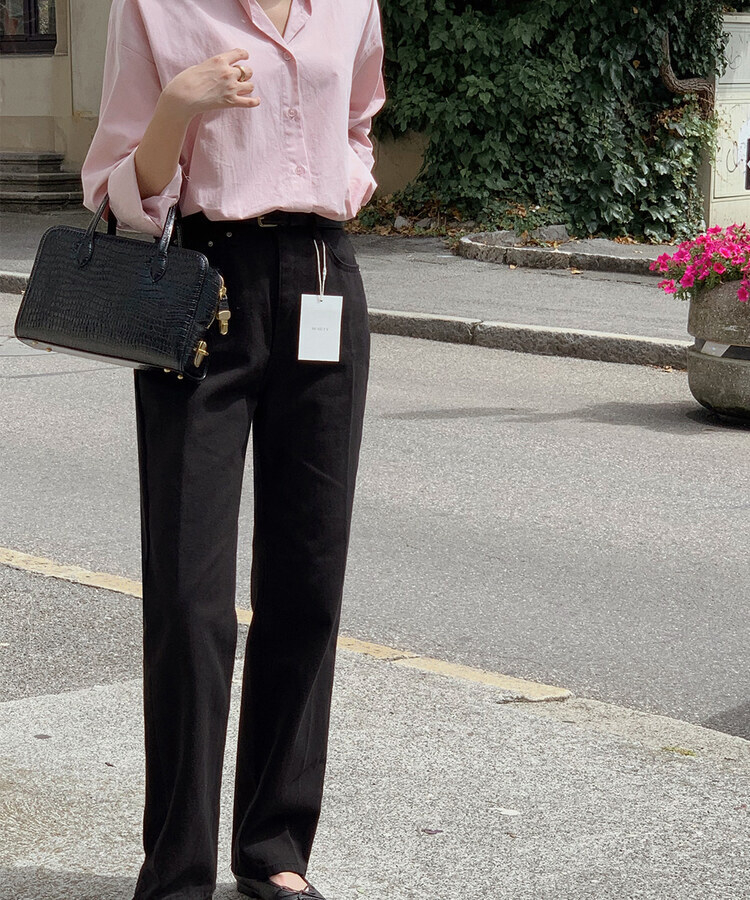 ベーシックコットンロングパンツ BLACK