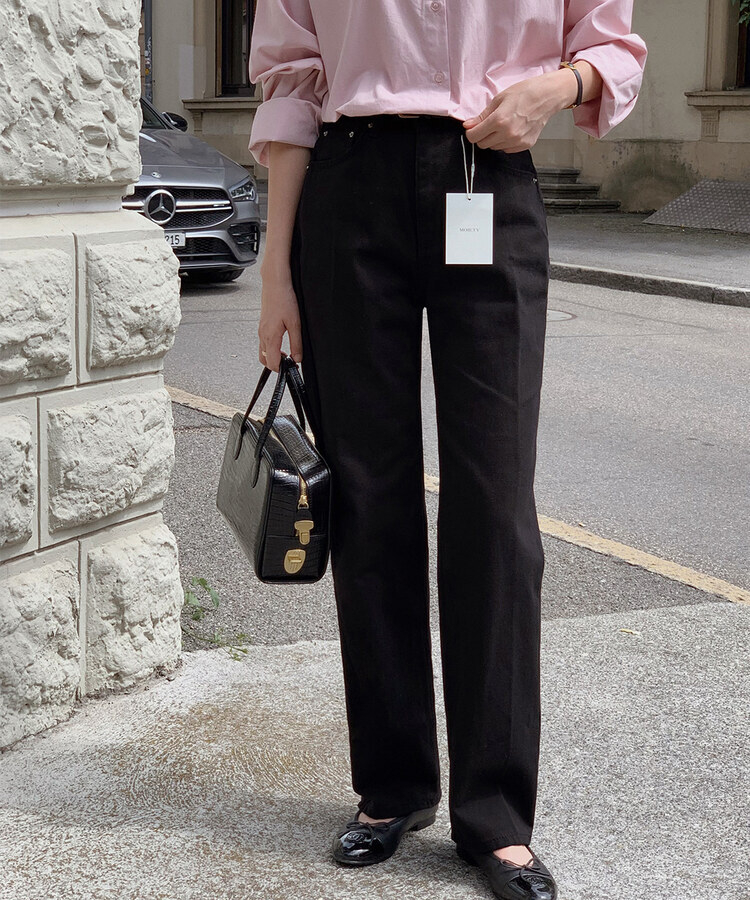 ベーシックコットンロングパンツ BLACK