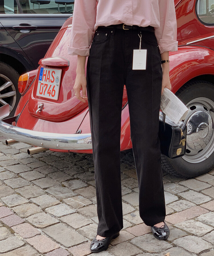 ベーシックコットンロングパンツ BLACK