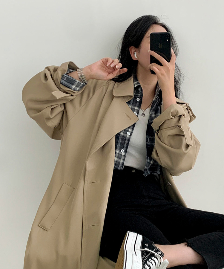 ルーズフィットトレンチコート ベージュ