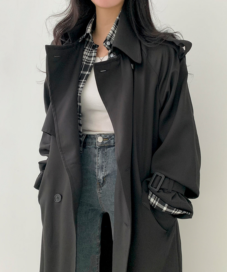 ルーズフィットトレンチコート ブラック