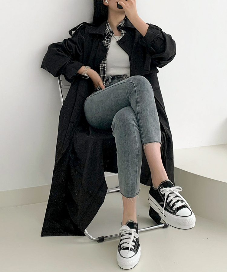 ルーズフィットトレンチコート ブラック