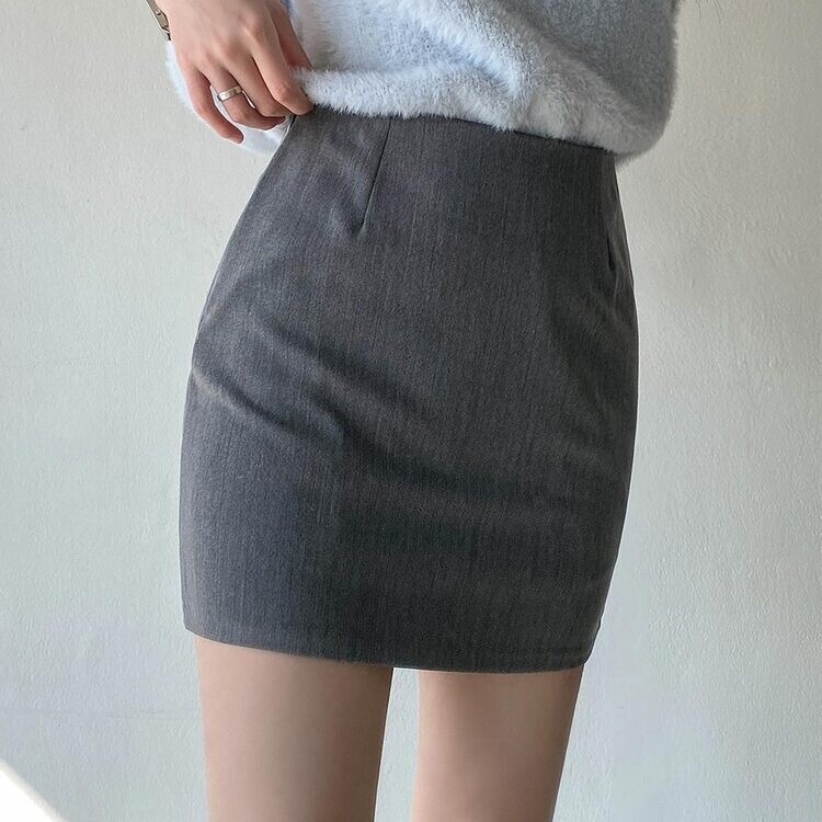 플레인 데일리 미니 에이치 스커트 그레이