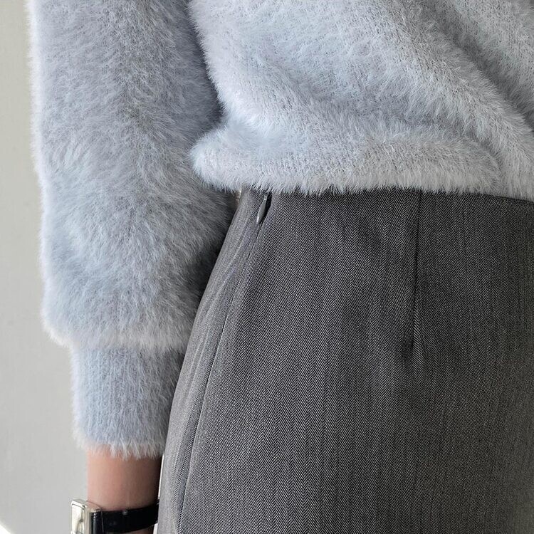 플레인 데일리 미니 에이치 스커트 그레이