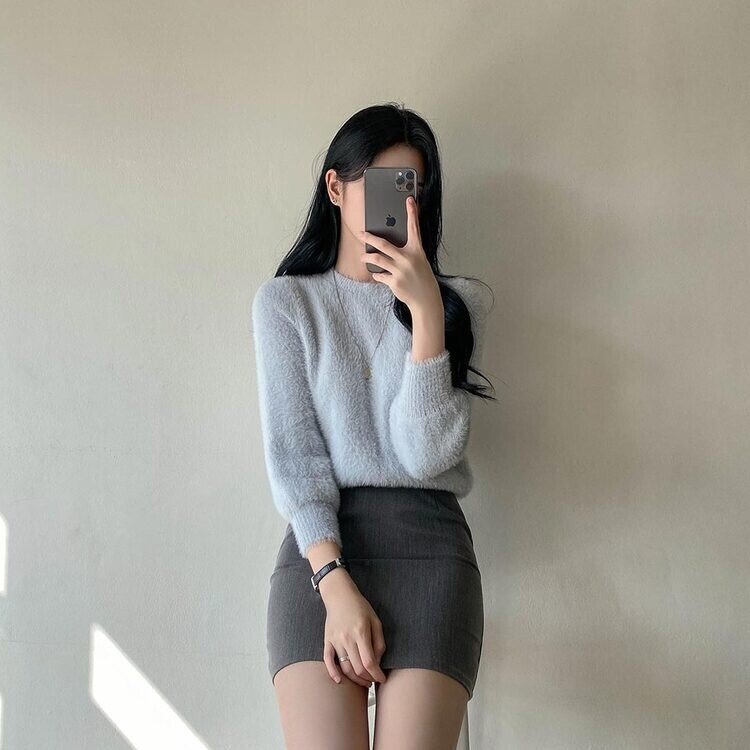 플레인 데일리 미니 에이치 스커트 그레이