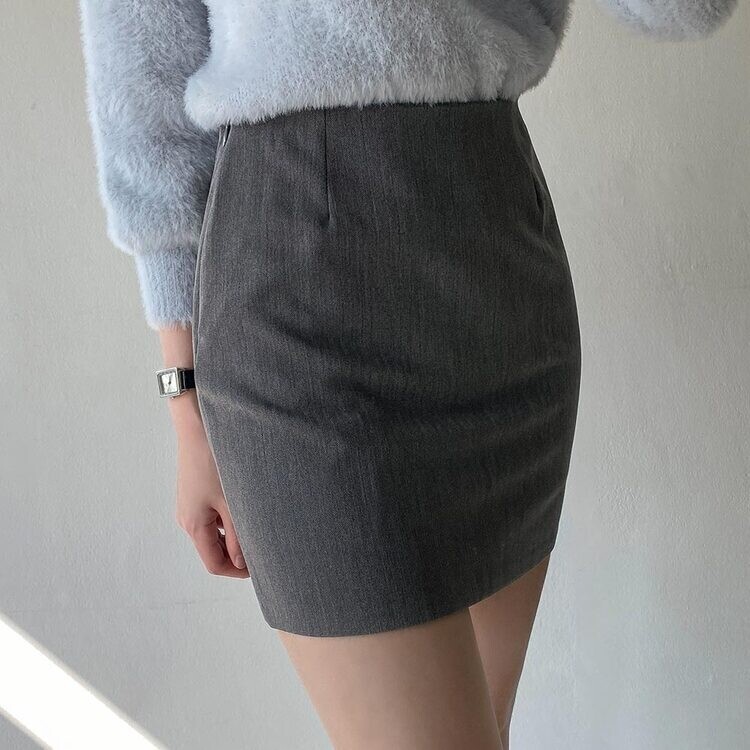 플레인 데일리 미니 에이치 스커트 그레이