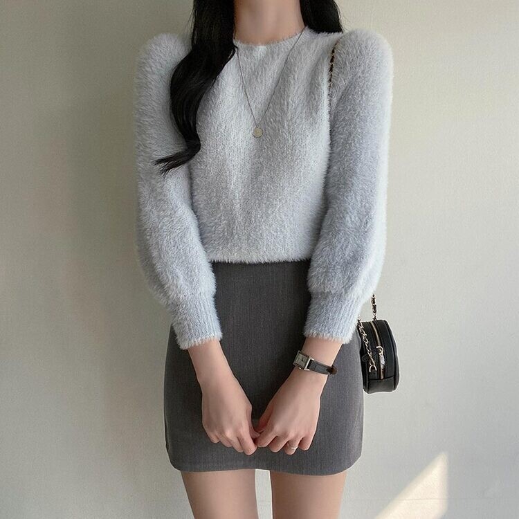 플레인 데일리 미니 에이치 스커트 그레이