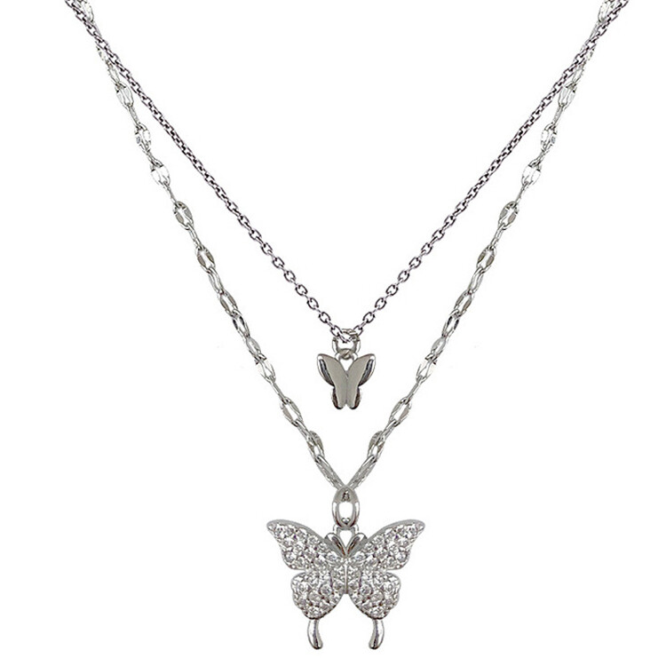 2連バタフライレイヤードネックレス