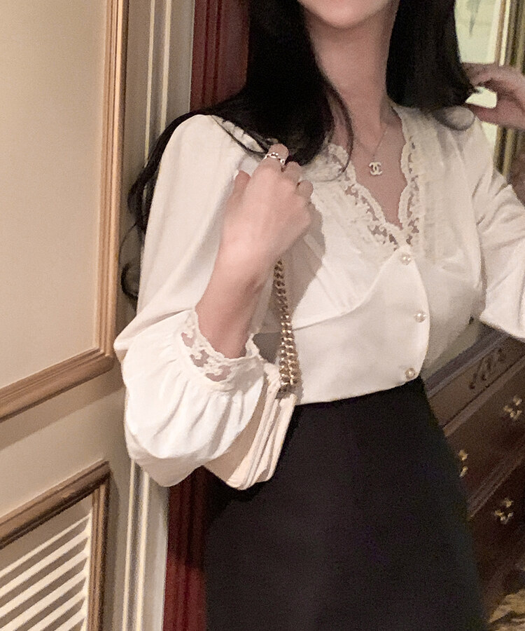 レースベルベットブラウス