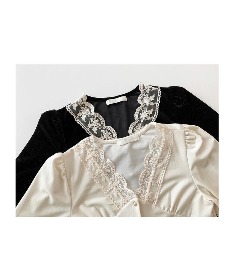レースベルベットブラウス