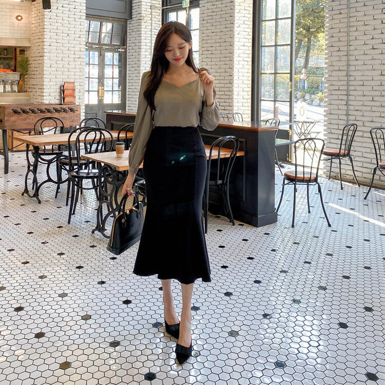 マーメイドロングスカート Black