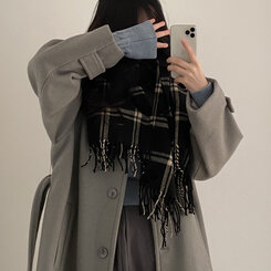 チェックマフラー8色 BLACK