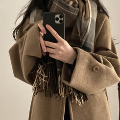 チェックマフラー8色 BLACK+BEIGE