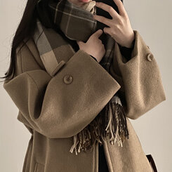 チェックマフラー8色 BLACK+BEIGE