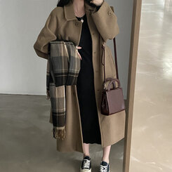 チェックマフラー8色 BLACK+BEIGE