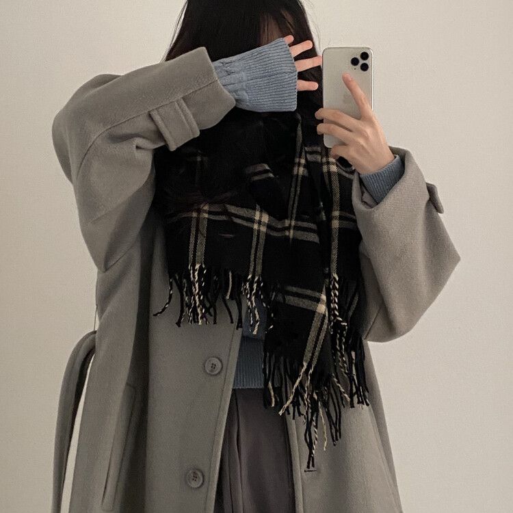 チェックマフラー8色 BLACK