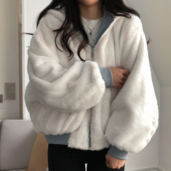 왕따숩 리버시블 항공 밍크 점퍼 무스탕 패딩 베이지