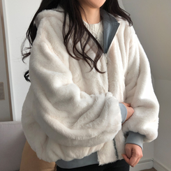 왕따숩 리버시블 항공 밍크 점퍼 무스탕 패딩 베이지