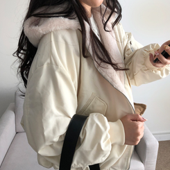 왕따숩 리버시블 항공 밍크 점퍼 무스탕 패딩 베이지