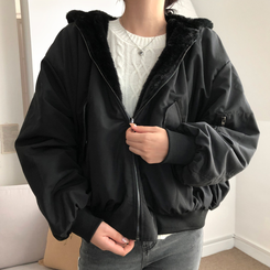 왕따숩 리버시블 항공 밍크 점퍼 무스탕 패딩 블랙