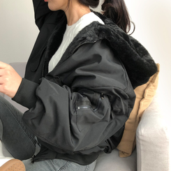 왕따숩 리버시블 항공 밍크 점퍼 무스탕 패딩 블랙