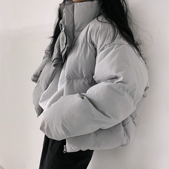 ハイネックショートダウンジャケット5色 LIGHT GRAY