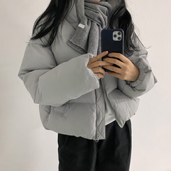 ハイネックショートダウンジャケット5色 LIGHT GRAY