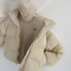 ハイネックショートダウンジャケット5色 CREAM