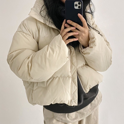 ハイネックショートダウンジャケット5色 CREAM