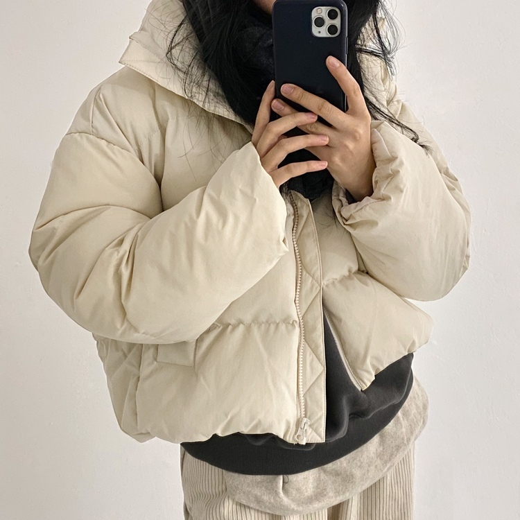 ハイネックショートダウンジャケット5色 CREAM