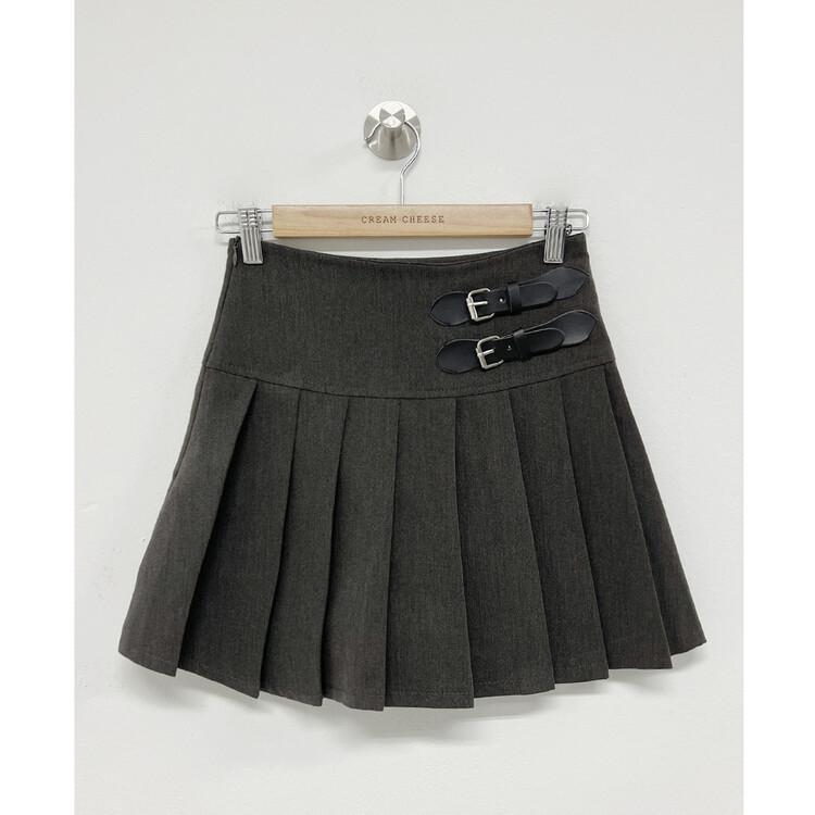 バックルプリーツミニスカート