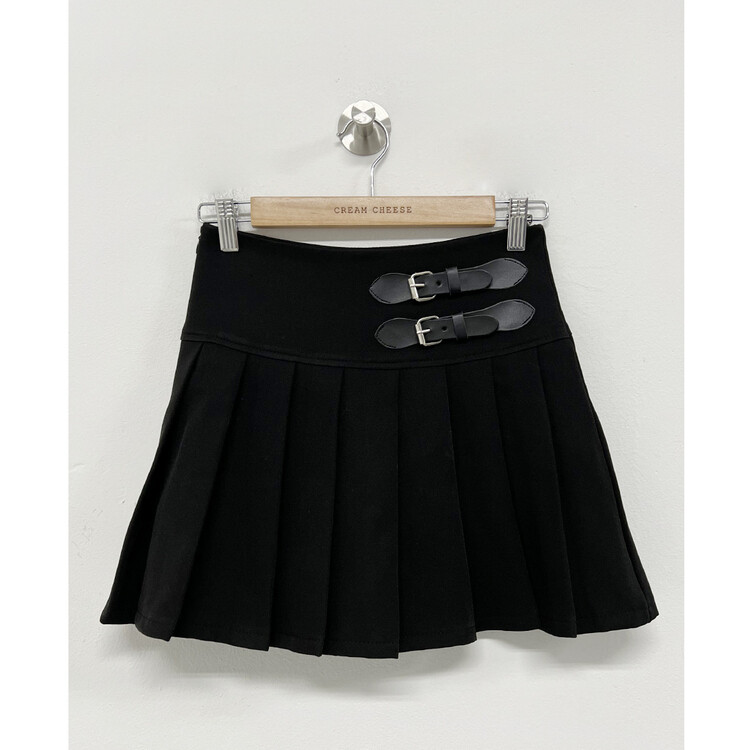 バックルプリーツミニスカート