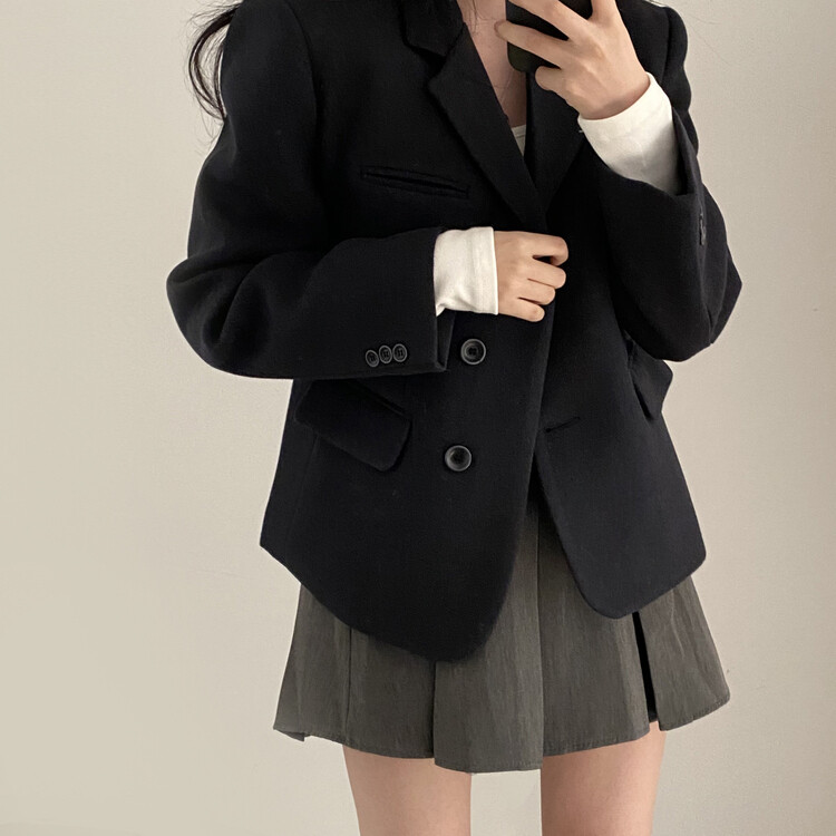 ハーフプリーツスカート グレー