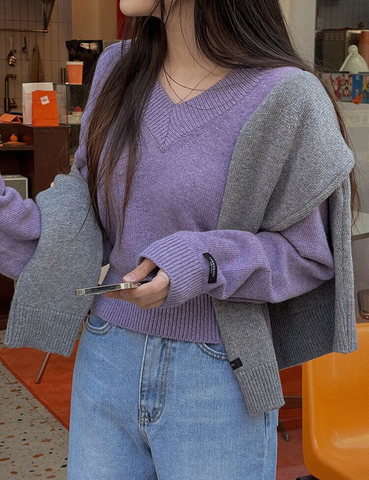 Vネッククロップニット｜ニット｜韓国ファッション通販 SONA