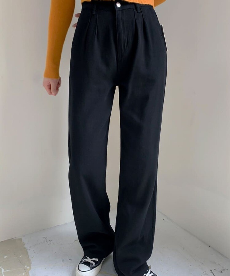 ピンタックロングワイドコットンパンツ｜ロングパンツ｜韓国