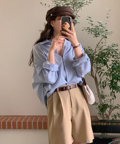 ショートパンツ ピンタックワイドショートパンツ5色 DEEP BEIGE