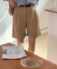 ショートパンツ ピンタックワイドショートパンツ5色 DEEP BEIGE