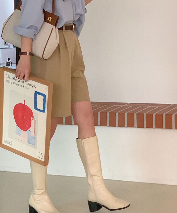 ピンタックワイドショートパンツ5色 DEEP BEIGE