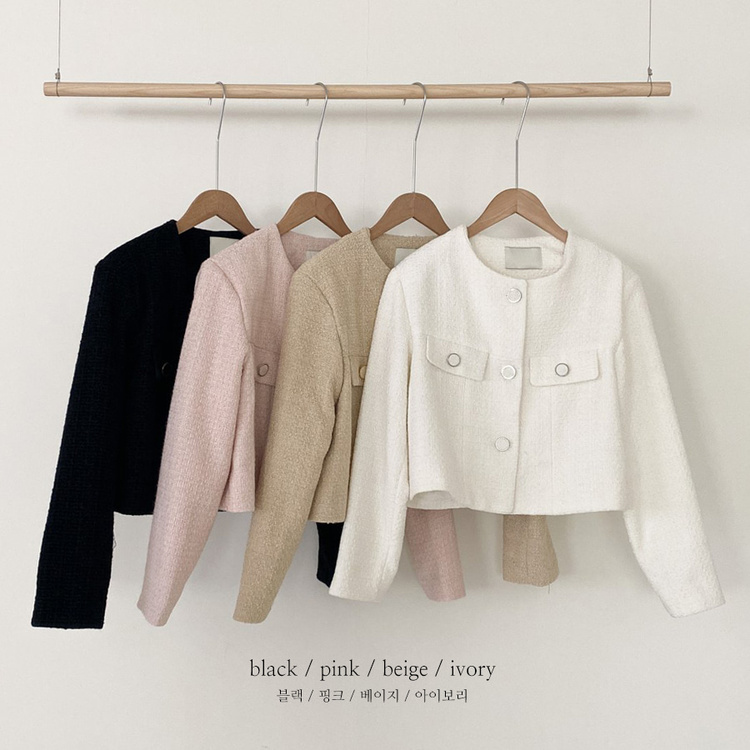 SONA | ピンタックノーカラーツイードジャケット | 10代・20代女性ファッション韓国通販