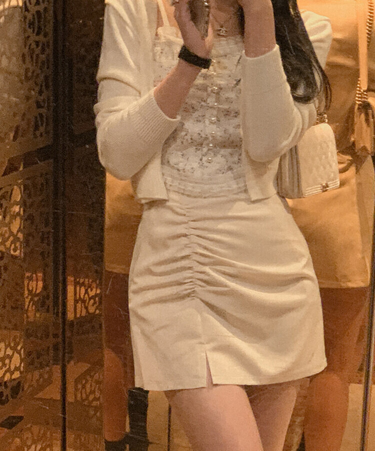 フラワーレースキャミソール(カップ付) IVORY