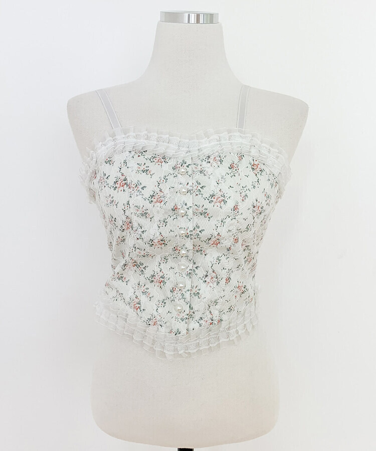 フラワーレースキャミソール(カップ付)