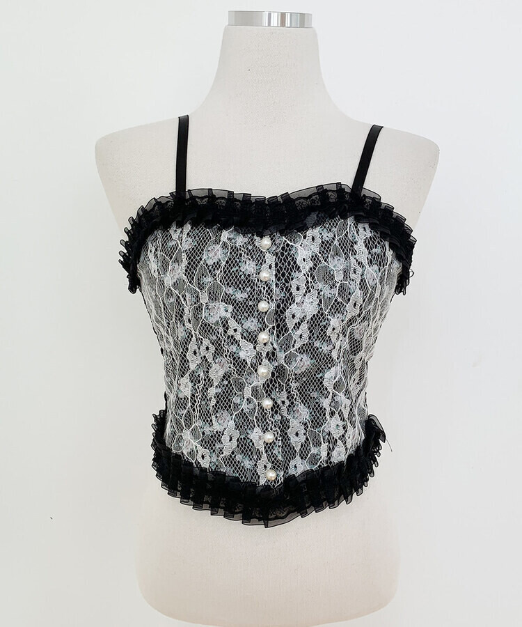 フラワーレースキャミソール(カップ付)