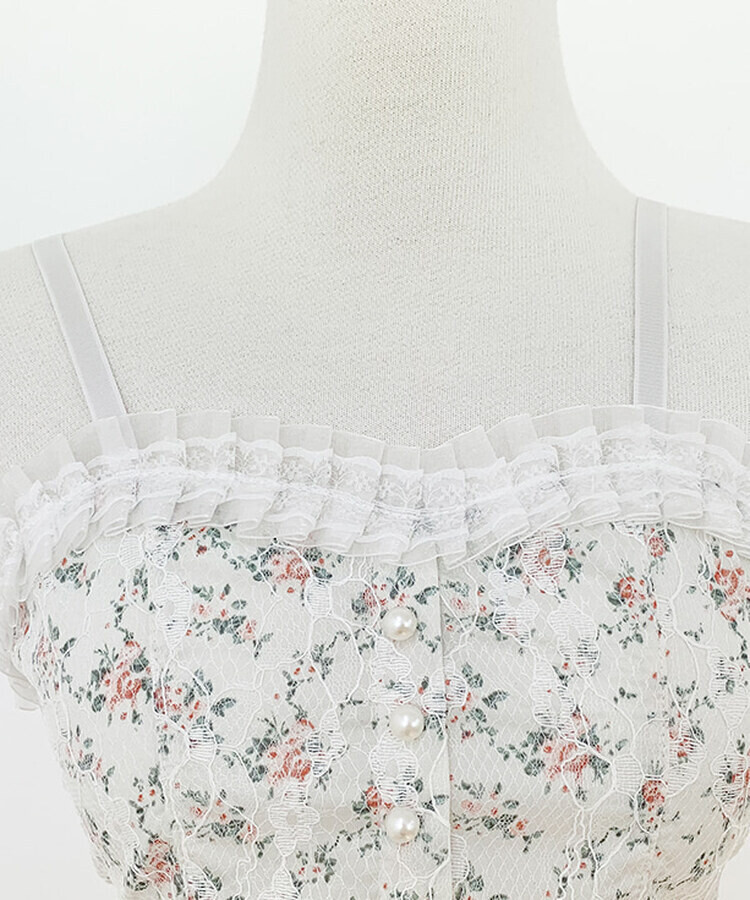 フラワーレースキャミソール(カップ付)