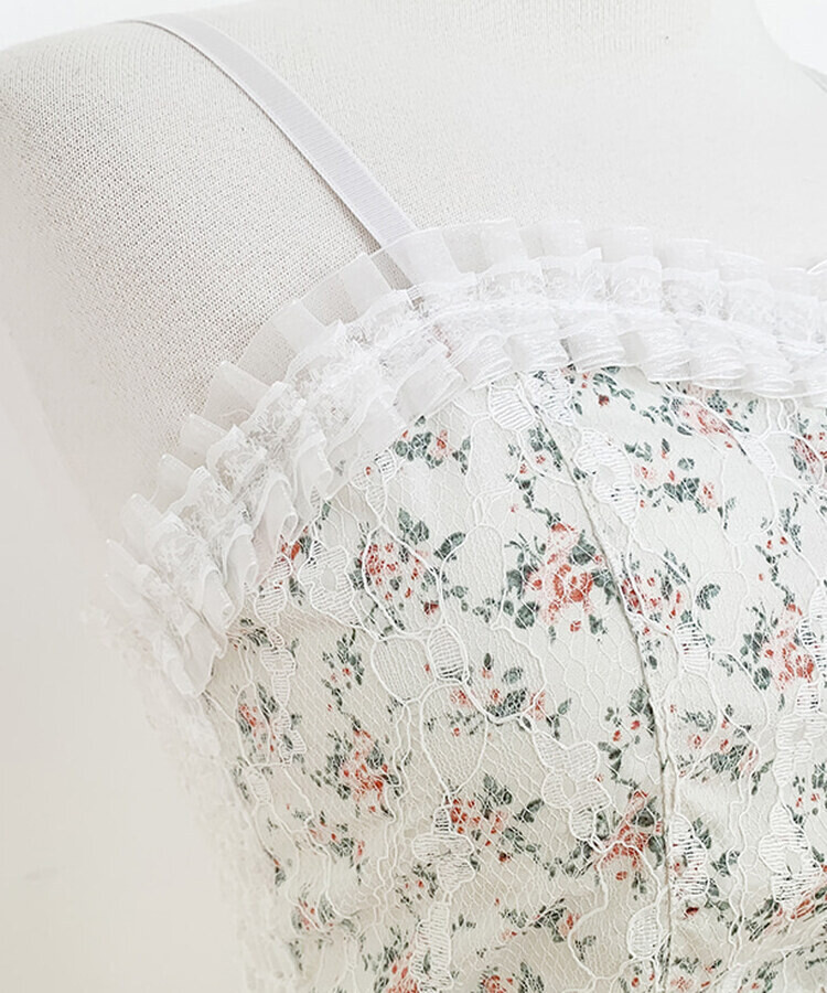 フラワーレースキャミソール(カップ付)
