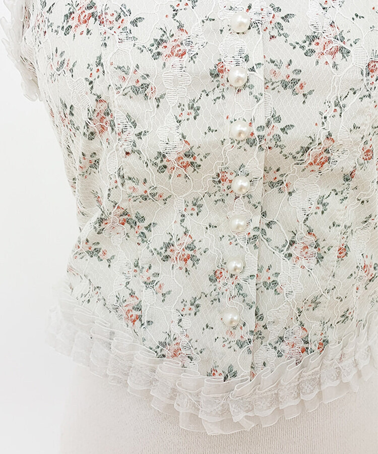 フラワーレースキャミソール(カップ付)