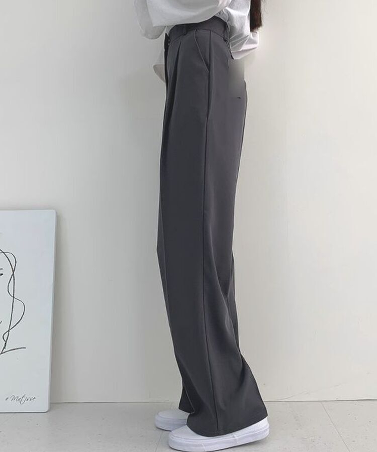 2XL뒷밴딩 안단추 클립 찰랑 핀턱 와이드 슬랙스팬츠 그레이(기본)