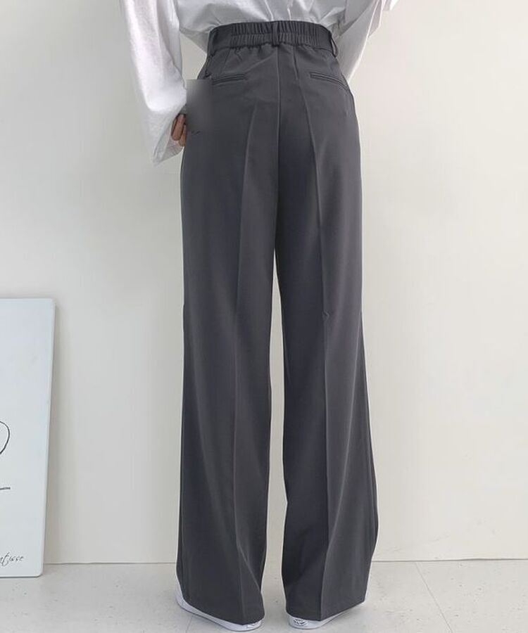 2XL뒷밴딩 안단추 클립 찰랑 핀턱 와이드 슬랙스팬츠 그레이(기본)