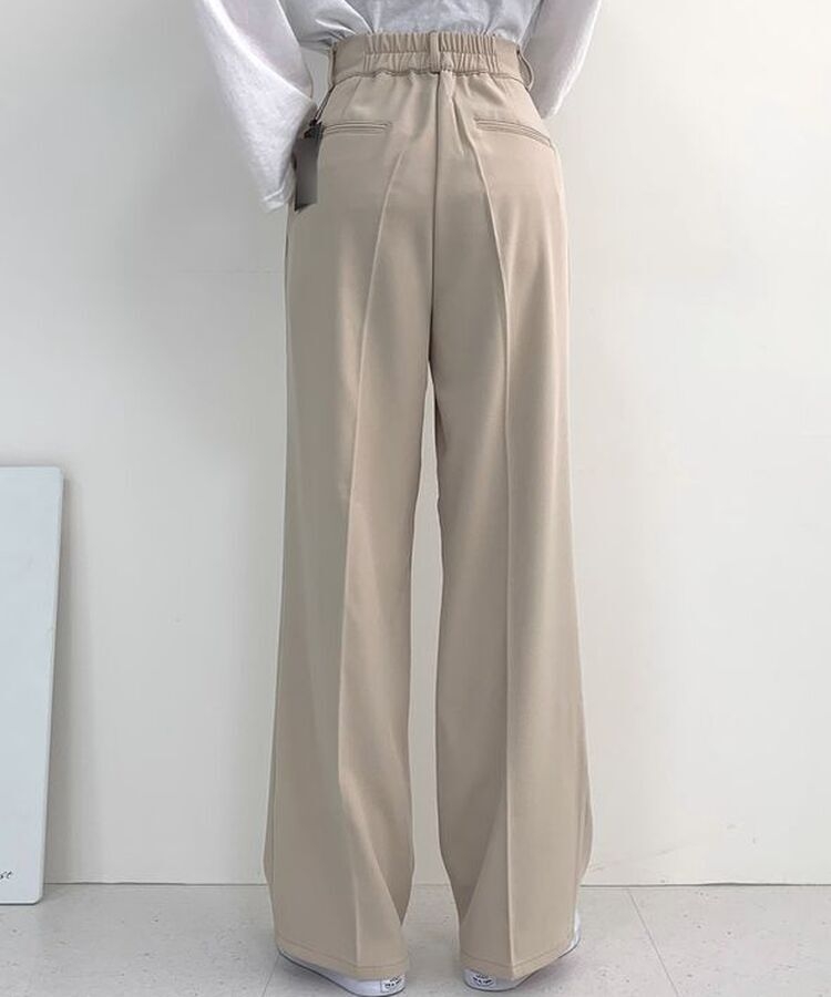 2XL뒷밴딩 안단추 클립 찰랑 핀턱 와이드 슬랙스팬츠 베이지(기본)