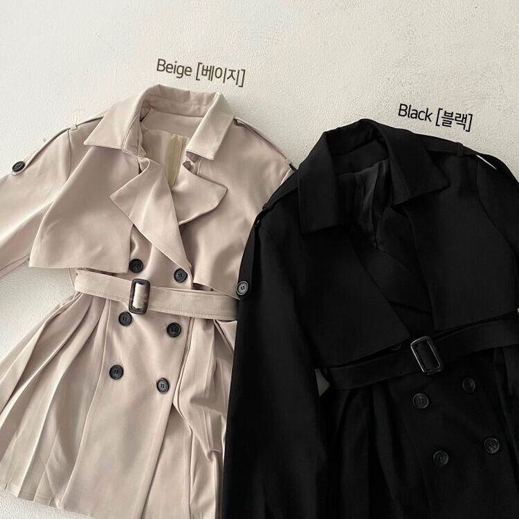 プリーツショートトレンチコート(ベルト付き)