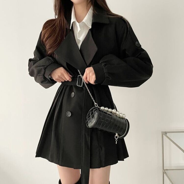 ROPE✨サキソニープリーツトレンチコート　ベルト付き　47300円　上品　38 撥水】ギャバベンタイル トレンチコート （トレンチコート）｜J